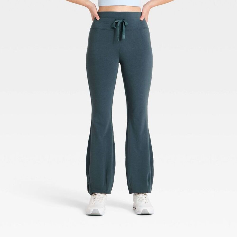 Women's High-Rise Active Tie Bubble Hem Pants - JoyLab Dark Gray M